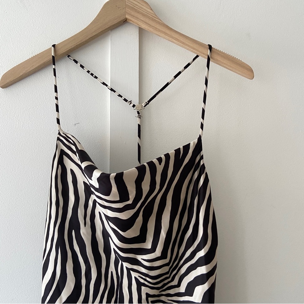 Zara Zebra Print Mini Dress Satin Finish - Size XS - Picture 7 of 11